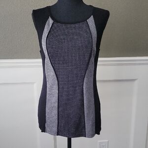 Ann Taylor Black and Gray Panelled Sleeveless Knit Tank